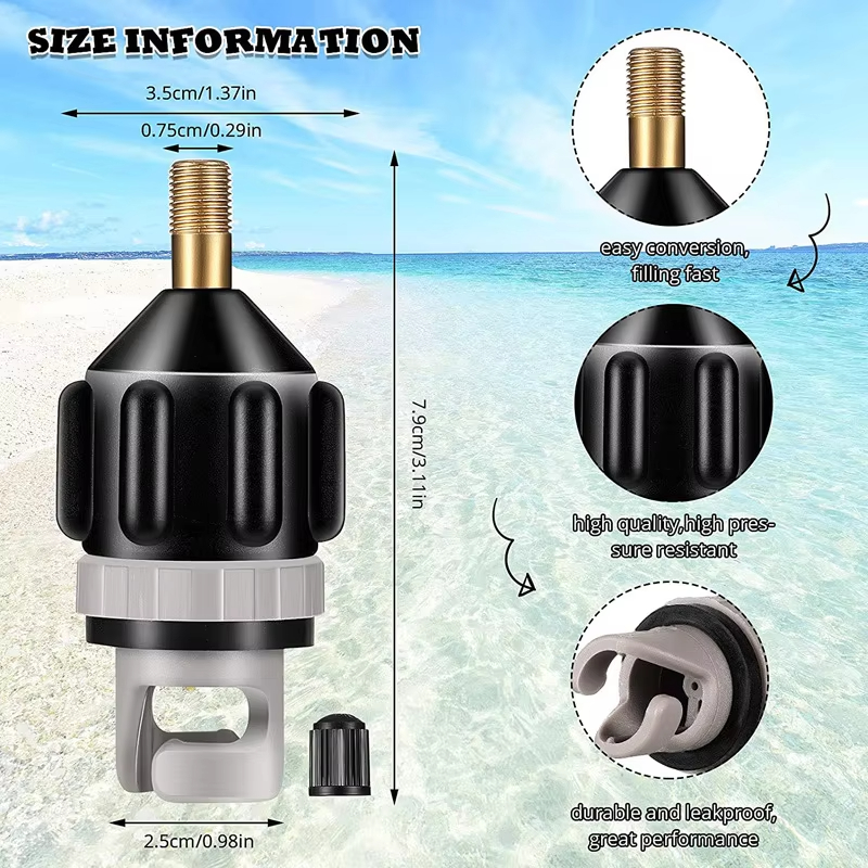 Kit Adattatore Valvola Aria per SUP, Pompa Gonfiabile, Adattatore per Paddle Board, Kayak, Connettore Pompa Valvola Aria, Kit Combinato Nero/Arancione