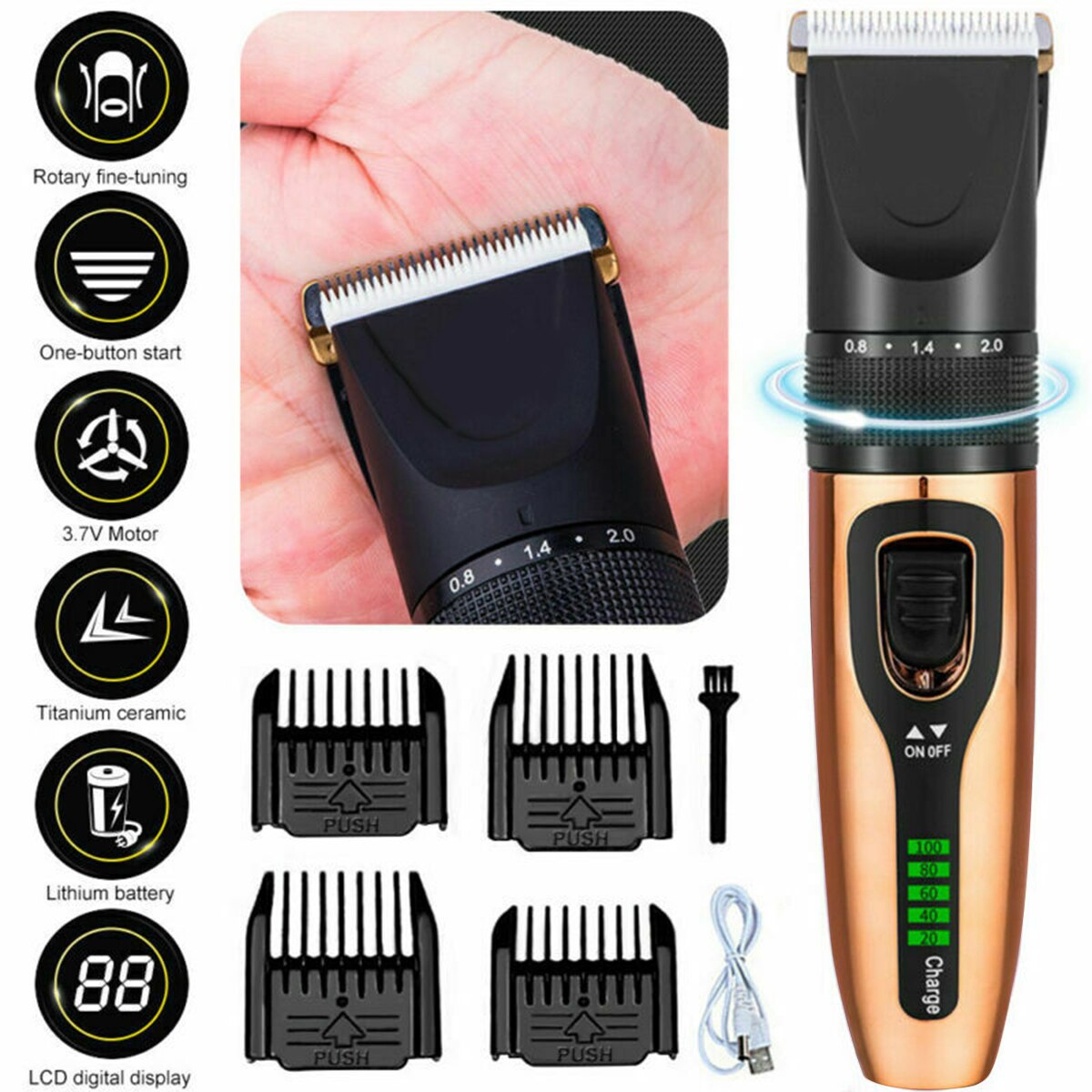 Puseky Electric Hair Clipper Rechargeable Hair Trimmer Hair Cutting Machine To Haircut Beard Trimer for Adults Kids