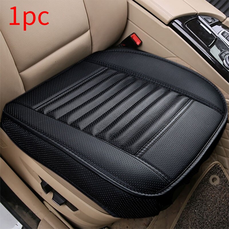 Auto Stoelhoezen Universele Pu Lederen Bekleding Vier Seizoenen Auto Stoelhoezen Kussen Auto Interieur Accessoires Mat Protector: 1pc Front Black