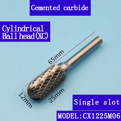 Carbide abrasive rotary file C(CX) type 6mm shank diameter tungsten steel metal milling cutter hand tool parts milling aluminum: C1225M06