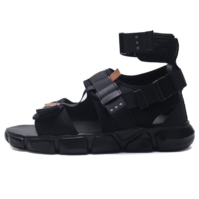Gummi strand hule sandaler sko masculina sandal størrelse gladiator praia hombre kjole åndbar homens sandalhas til homme herre: Sort / 44