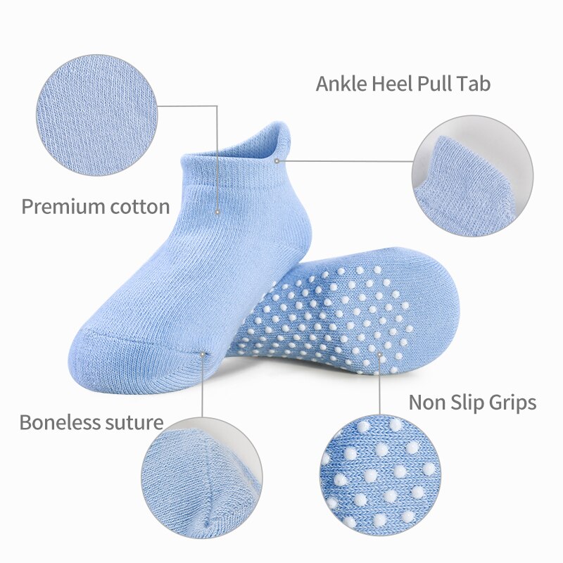 6 Paare/los Baby Knöchel Socken mit nicht Schleudern Sohlen 100% Organische Baumwolle Socken für Jungen &Ampere; Mädchen 6-36 monat Anti Schleudern Baby Socke