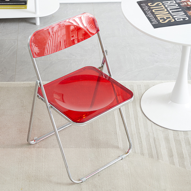 Silla plegable transparente, silla de comedor moderna y sencilla a la para el hogar, tienda de ropa acrílica, tienda de té de la leche, silla plegable de ocio: YELLOW