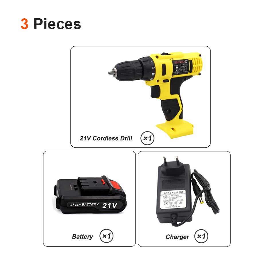 GOXAWEE 21 V/12 V destornillador eléctrico inalámbrico Mini taladro eléctrico de iones de litio que funciona con pilas herramientas eléctricas recargables de 2 velocidades: 3030-21V