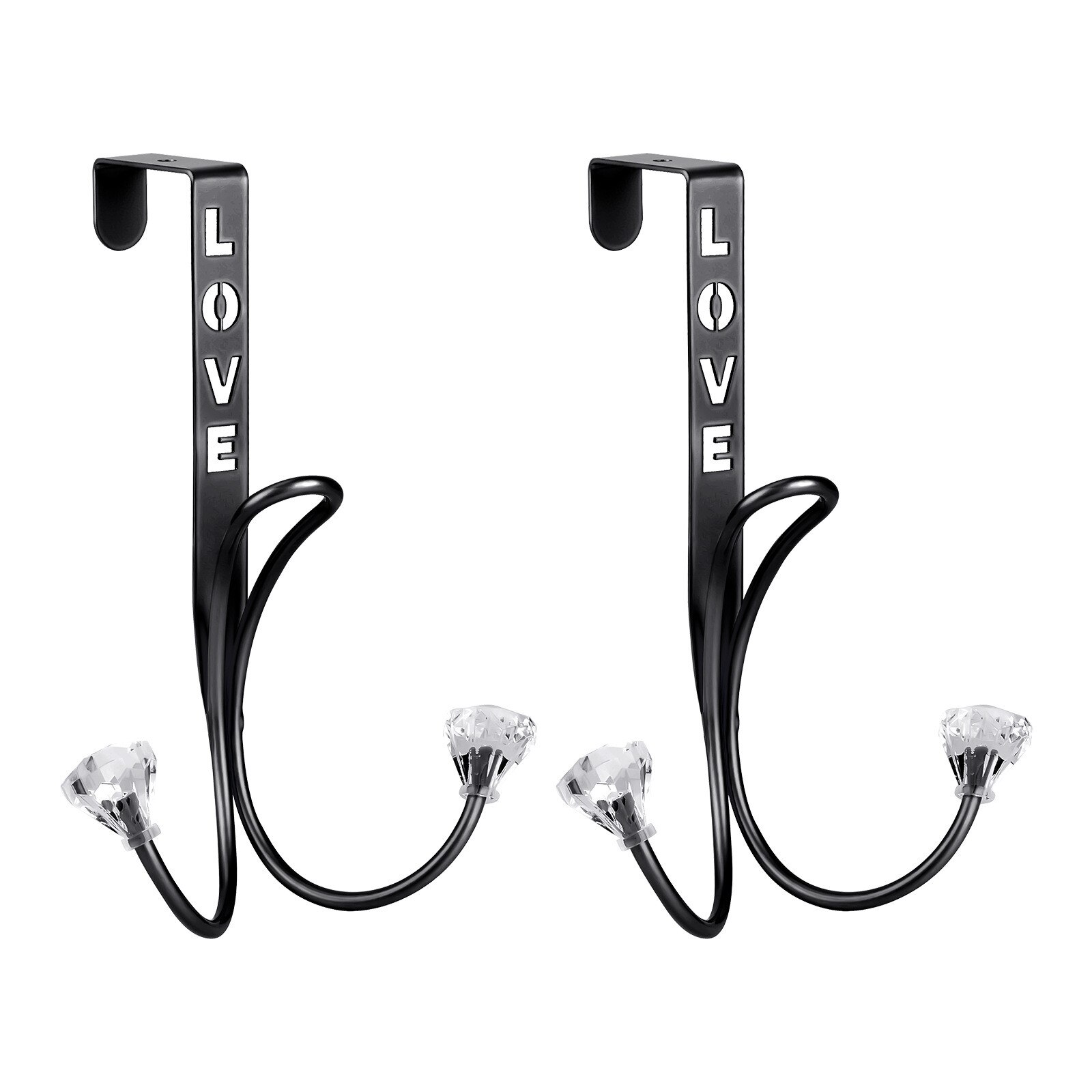 European Style Metal Double Hook Hanger Free Perforated Door Bathroom Hanger Hooks Kitchen Bedroom Door Rack Towel Holder: E