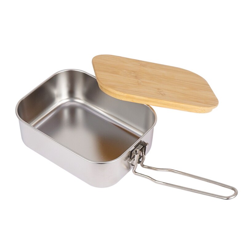 Portable Stainless Steel Lunch Bento Box Outdoor Camping Barbecue Picnic Cutting Board Lid Container