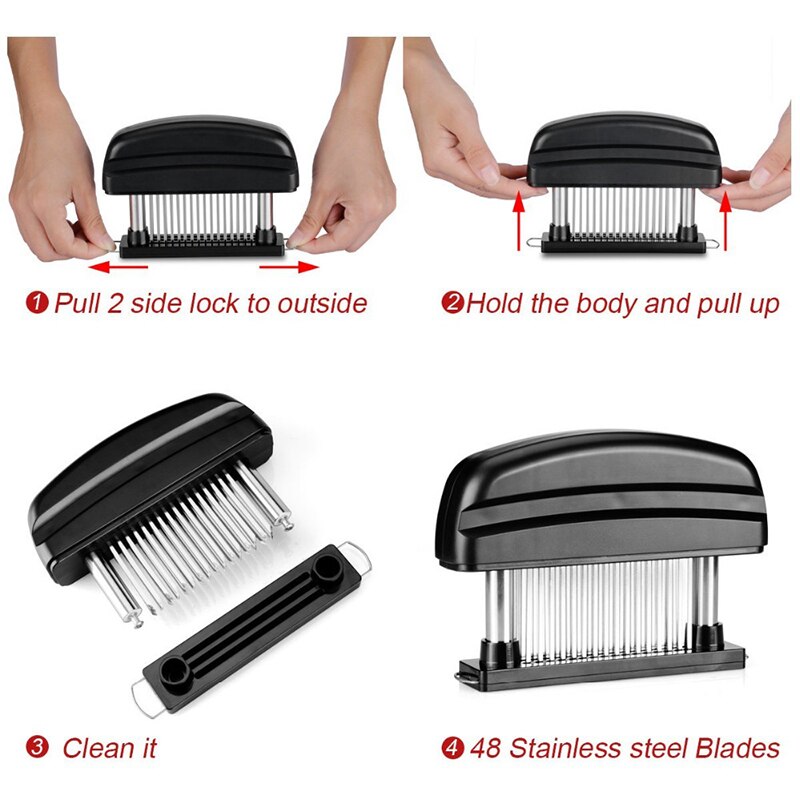 48 Blades Needle Meat Tenderizer Stainless Steel Knife Meat Beaf Steak Mallet Meat Tenderizer Hammer Pounder Kitchen Cook Tools