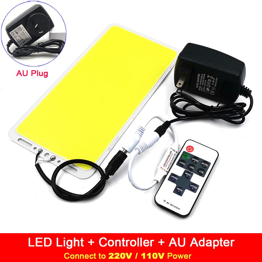 Amélioré Télécommande LED Panneau Lumineux avec Variateur 200W Dimmable 12V LED Lampe COB Matrice Plaque L'éclairage Extérieur D'intérieur: COB RC AU Plug / Warm White (3000K)