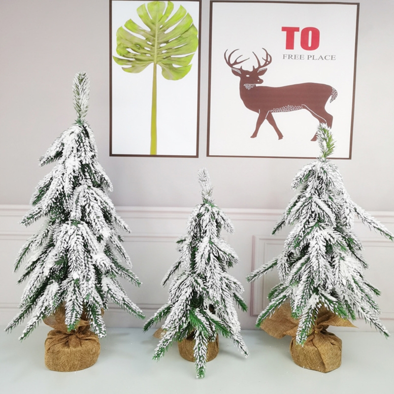 PE Simulation Cedar Snow Falling Artificial Xmas Tree Decor 2022New Year Ornament for Christmas Party Indoor Home Office