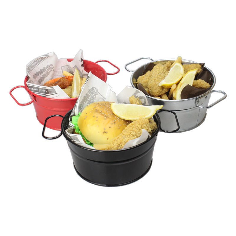 Stainless Steel Fries Barrel Snack Barrel Fried Chicken Barrel Korean Black Western Restaurant Tableware Seafood Barrel