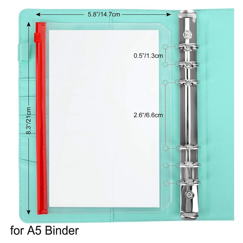 12PCS Binder Pockets A5 Size 6 Holes Zipper Binder... – Grandado