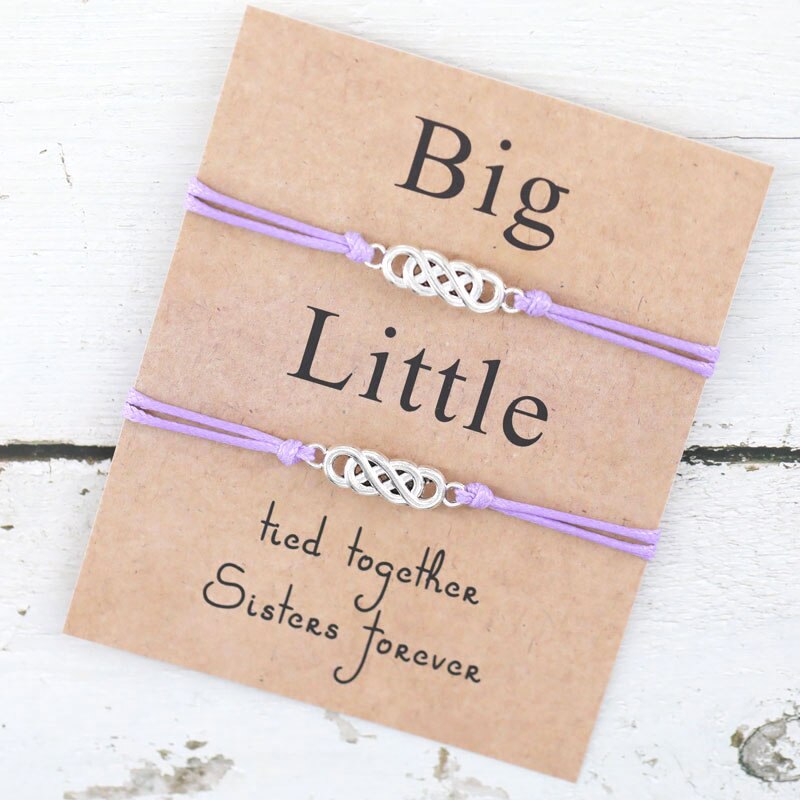 2 stuks/set twist big little sorority wish armband beste vriend infinity armband voor soul sister armband vriendschap: Paars