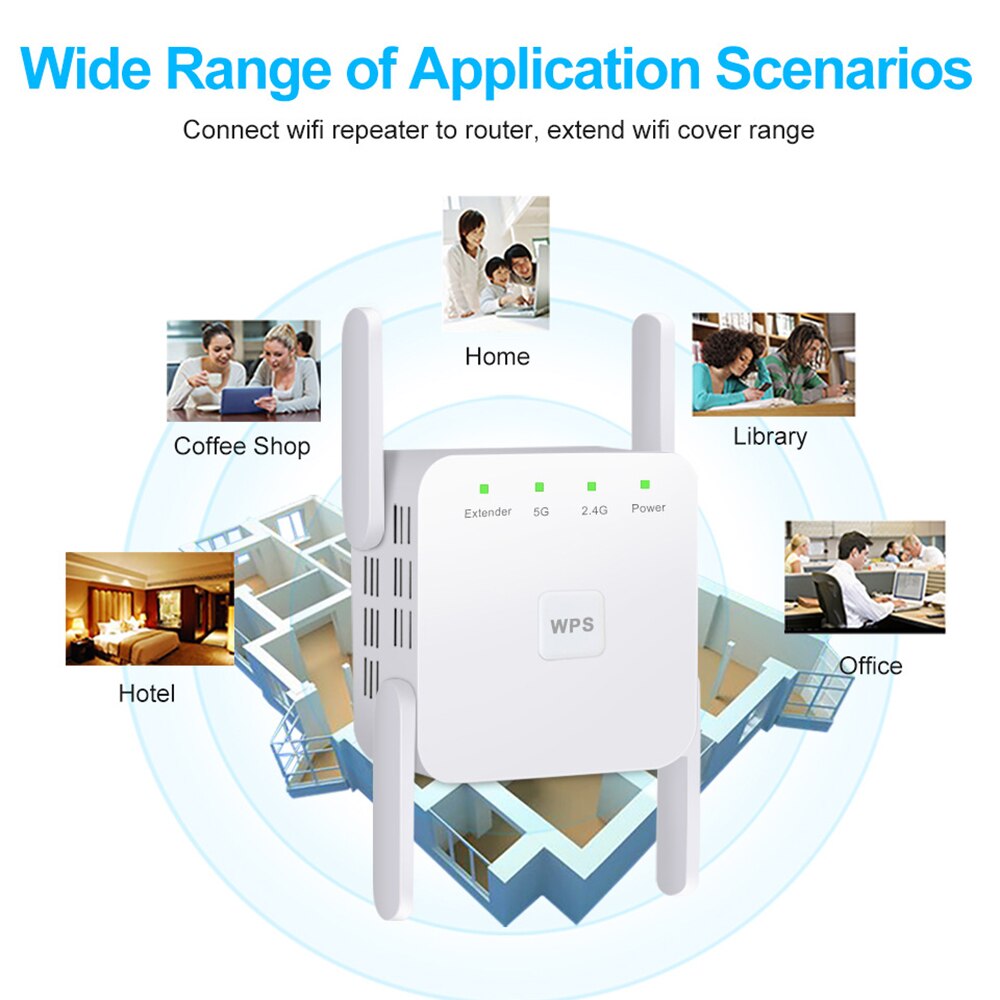 5G Wifi Repeater 5 Ghz Wifi Extender 1200Mbps Wifi Versterker 5 Ghz Wi-fi Repeater Router Booster 2.4G 5G Wifi Signaal Extender