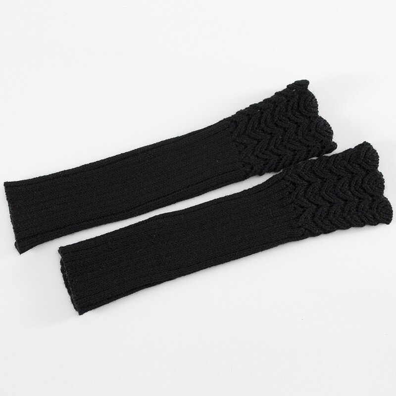 Winter Frauen Einfarbig Wolle Kabel Finger Handschuhe Dicke Warme Weiche Gestrickte Wolle Arm Daumen-See Finger Fäustlinge: YJ3322801