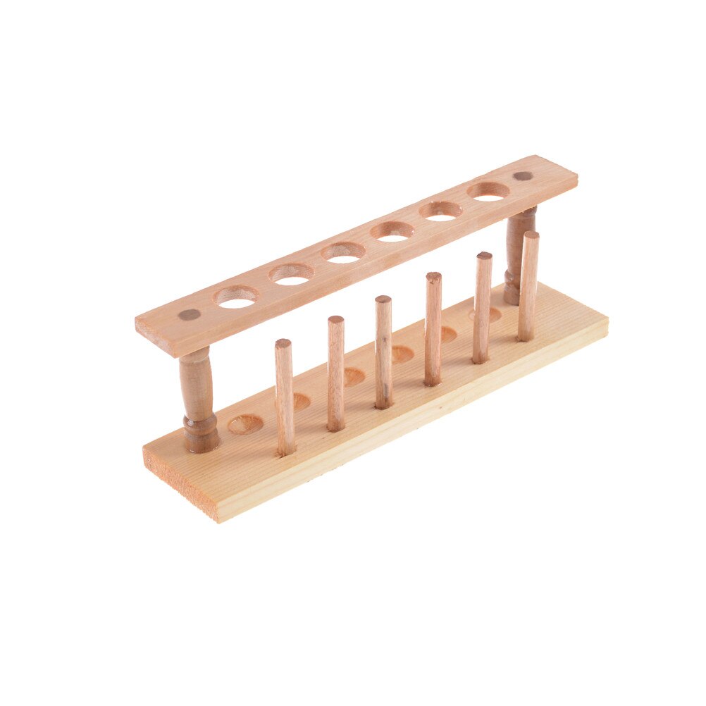 Soporte de madera para pruebas de laboratorio soporte de 6 agujeros y 6 pines, soporte de bureta, soporte para tubos de ensayo, estante de laboratorio, suministro escolar