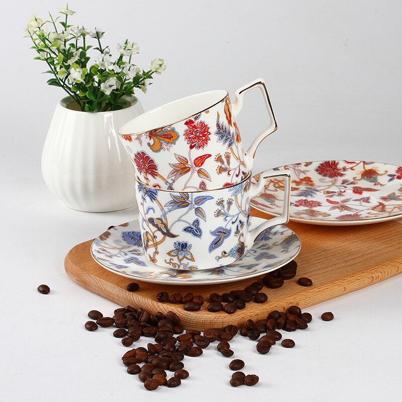 Europæisk ben kina kaffekop underkop sæt duftende te keramik copo tazas bardak kahve fincan takimlari tasse