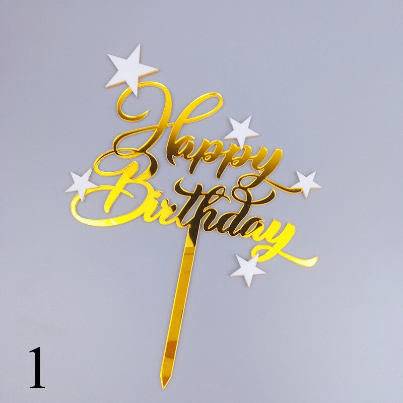 Mirror Acrylic Cake Topper Cute Crown Happy Birthday Letters Cake Topper For Kids Birthday Cake Decor Baby Shower Cake Topper: 10