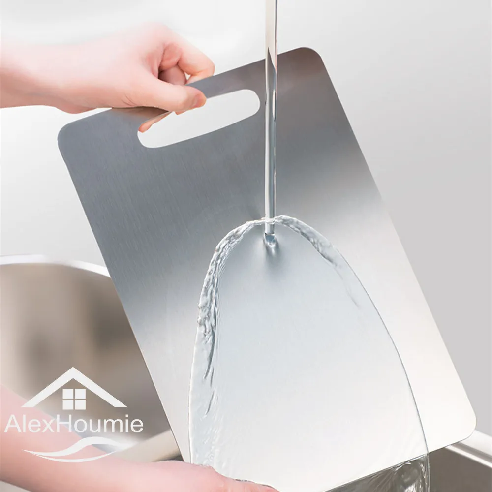 Tabla de cortar de acero inoxidable para el hogar, tabla de cortar Rectangular para cocina, amasadora de masa, herramienta para cortar masa y frutas y verduras