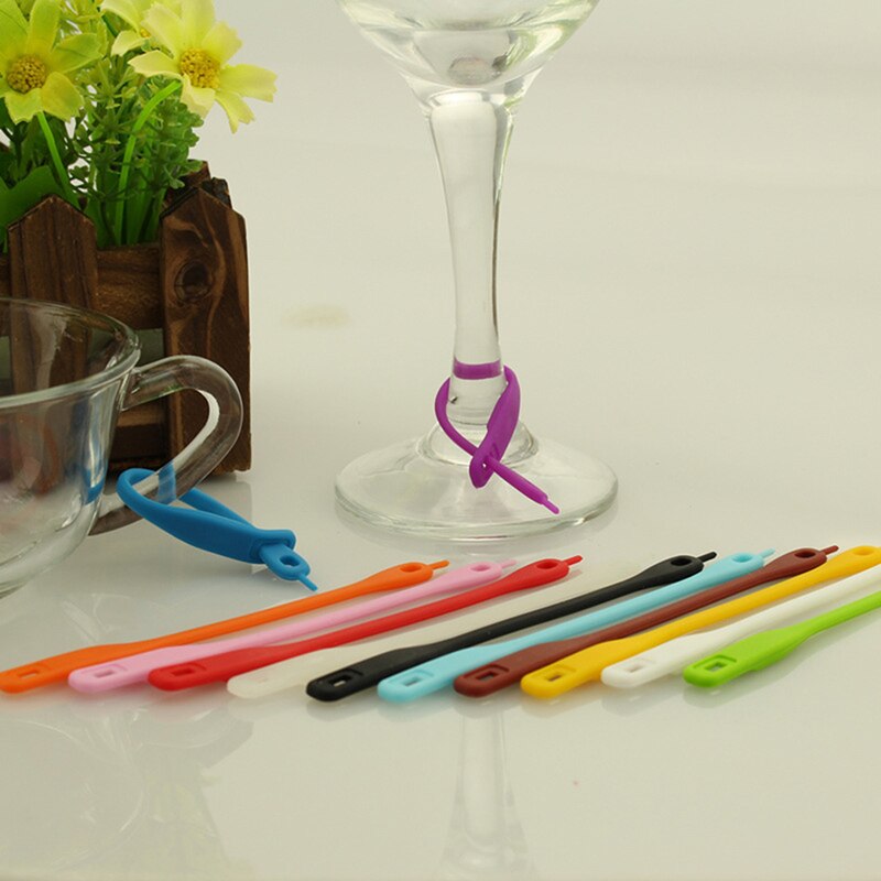12 Stck Becher Schild Glas Marker Für Bar Party Wein Etiketten Gläser Trinken Schild einstellen Lebensmittel Klasse Silikon markieren Lange streifen