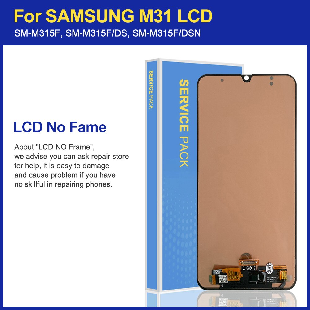 100%  test til samsung galaxy  m31 lcd  m315 m315f sm -m315f lcd display berøringsskærm digitizer enhed udskiftning