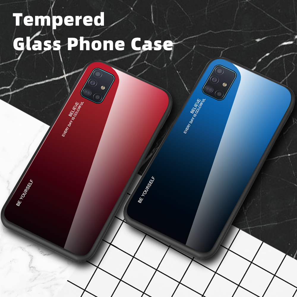 Gehard Glas Gevallen Voor Samsung Galaxy A51 Case A51 A71 A515 A715 Back Gradient Kleur Bumper Op Voor Samsung A51 a71 Case