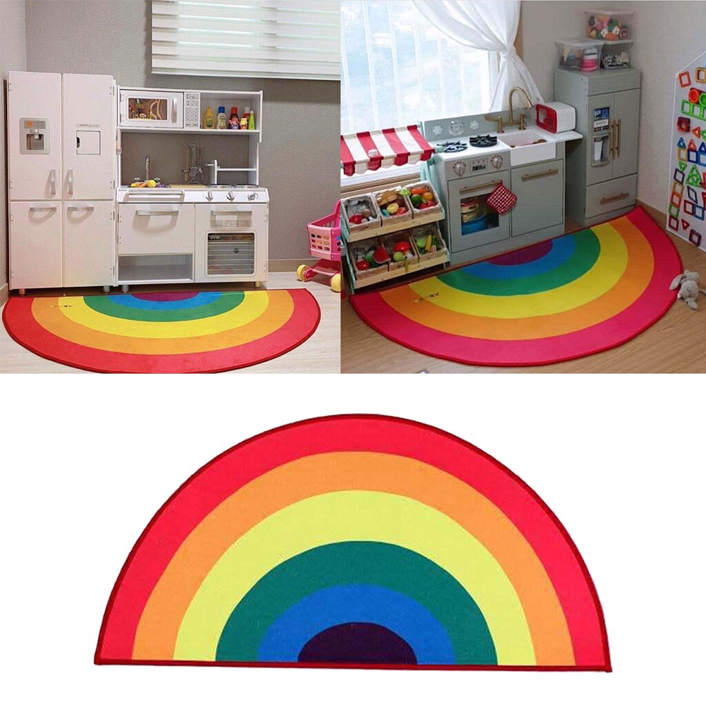 BAMBINO 47810 Cirkel Tapijt Wasbaar Regenboog, Stippen Voor Kinderen A Cercle 160 Cm