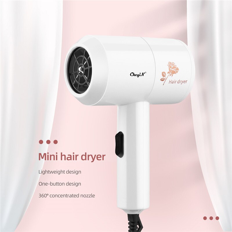CkeyiN-secador de pelo potente, compacto, ligero, 500W, de secado rápido, de poco ruido, para viaje: Marfíl