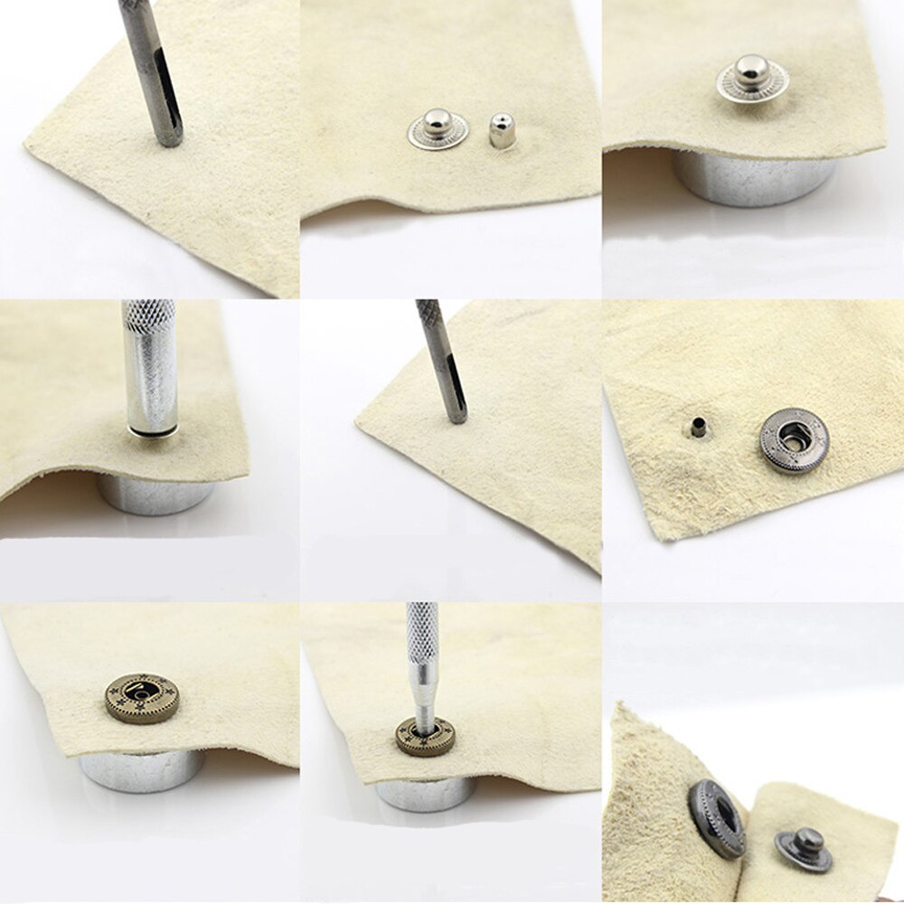 DIY Leathercraft Tools Set Snap Rivet Fastener Buttons Install Tool Kit Leather Punch Tool Puncher Belt for Clothing