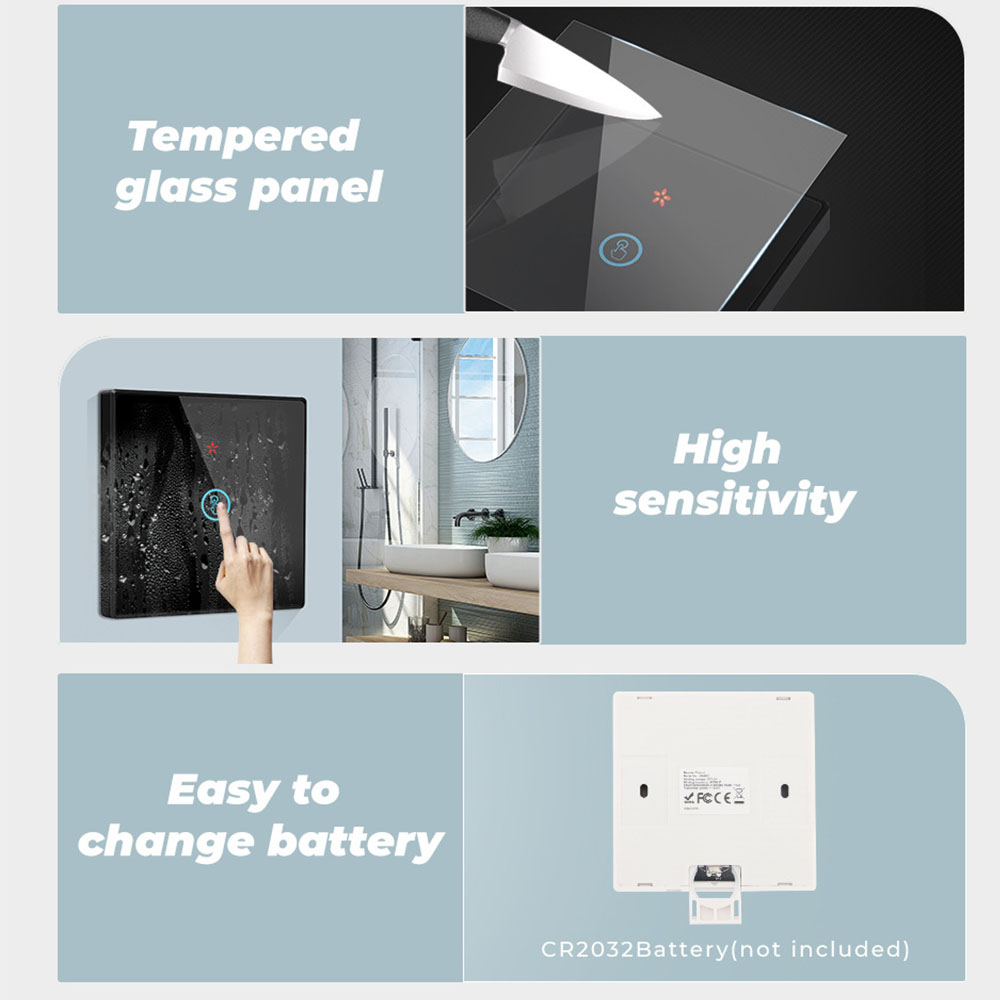 Smart Home Wireless Touch Switch AC 85-250V 16A Power Receiver 433Mhz Remote Control Glass Screen Wall Panel For Light Lamp