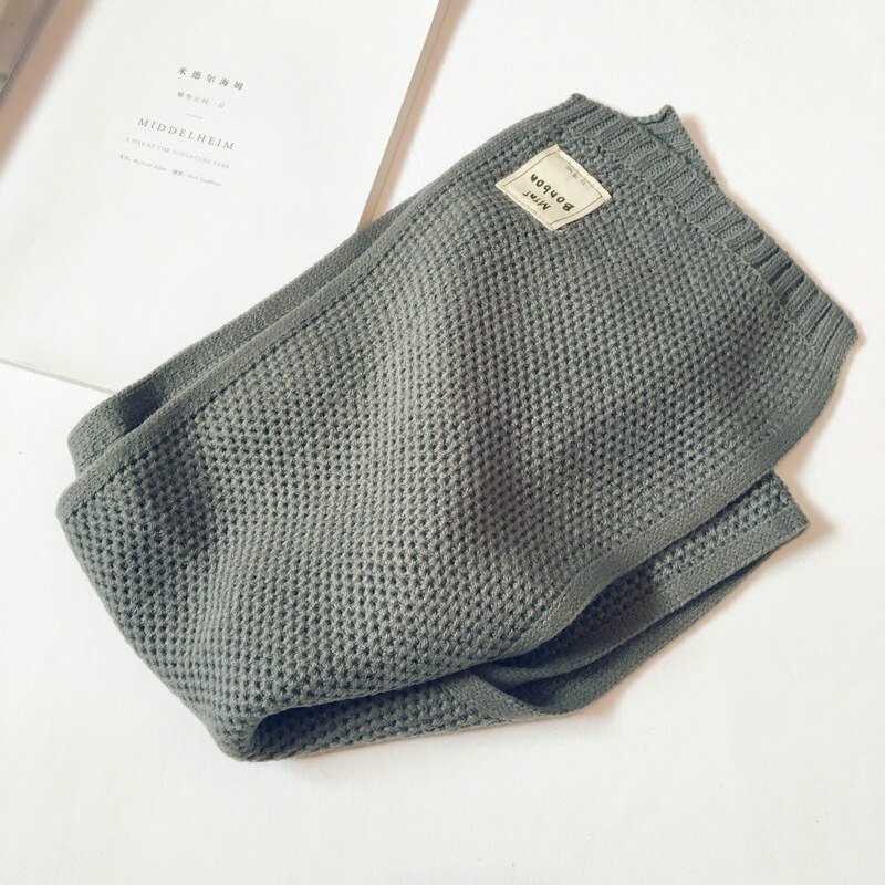 Japanse Stijl Wol Kinderen Sjaal Koreaanse Herfst Winter Kids Gebreide Sjaal Snoep Kleur Baby Jongen Meisje Warme Slabbetjes: GRAY / Polyester