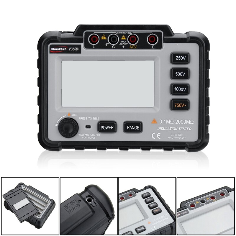 Probador de Aislamiento digital Megger Winspeak Vc60B + 1000V Megohmmeter ohmios probador de resistencia de insinsulación medidor multímetro