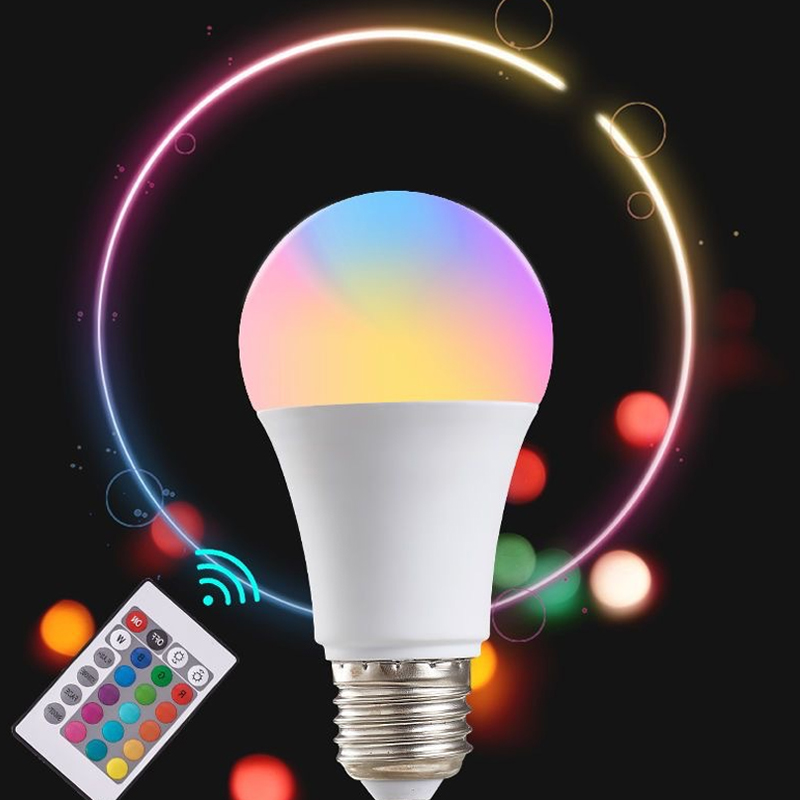 16 Colors RGB Bulb LED Multicolor Bulb E27 Base 220V Household Lighting Dimmable 24 Key Remote Control Atmosphere Neon Light