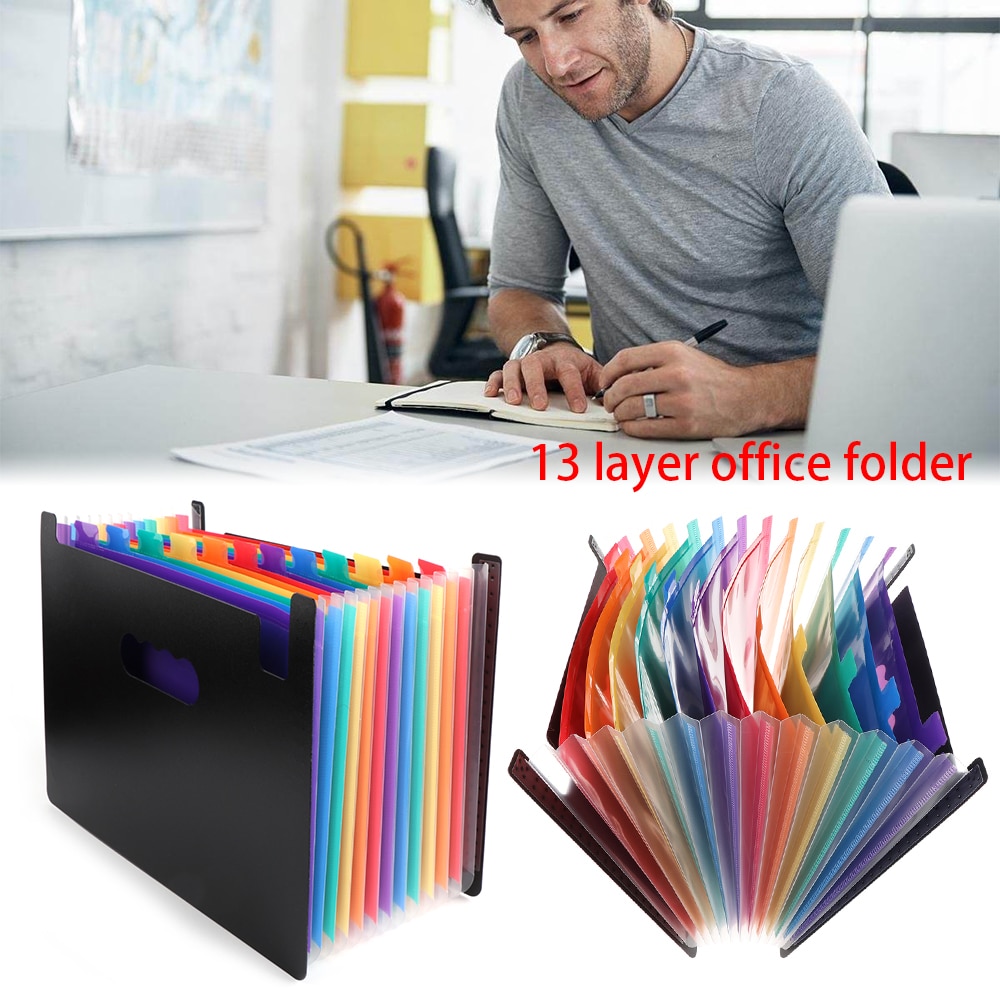1 Pc Kleurrijke 13 Pocket Expanding File Map Ingedeeld A4 Map Document Houder Organizer Pouch Met Flip Cover Office Supply