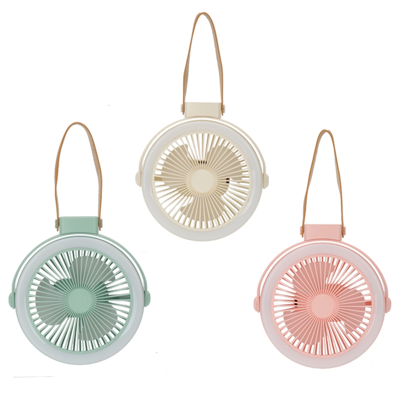 7in Ceiling Fan 3-Speed Hanging Fan with LED Lamp 2 in 1 USB Charging Ceiling Fan 2400mAh for Teacher Student