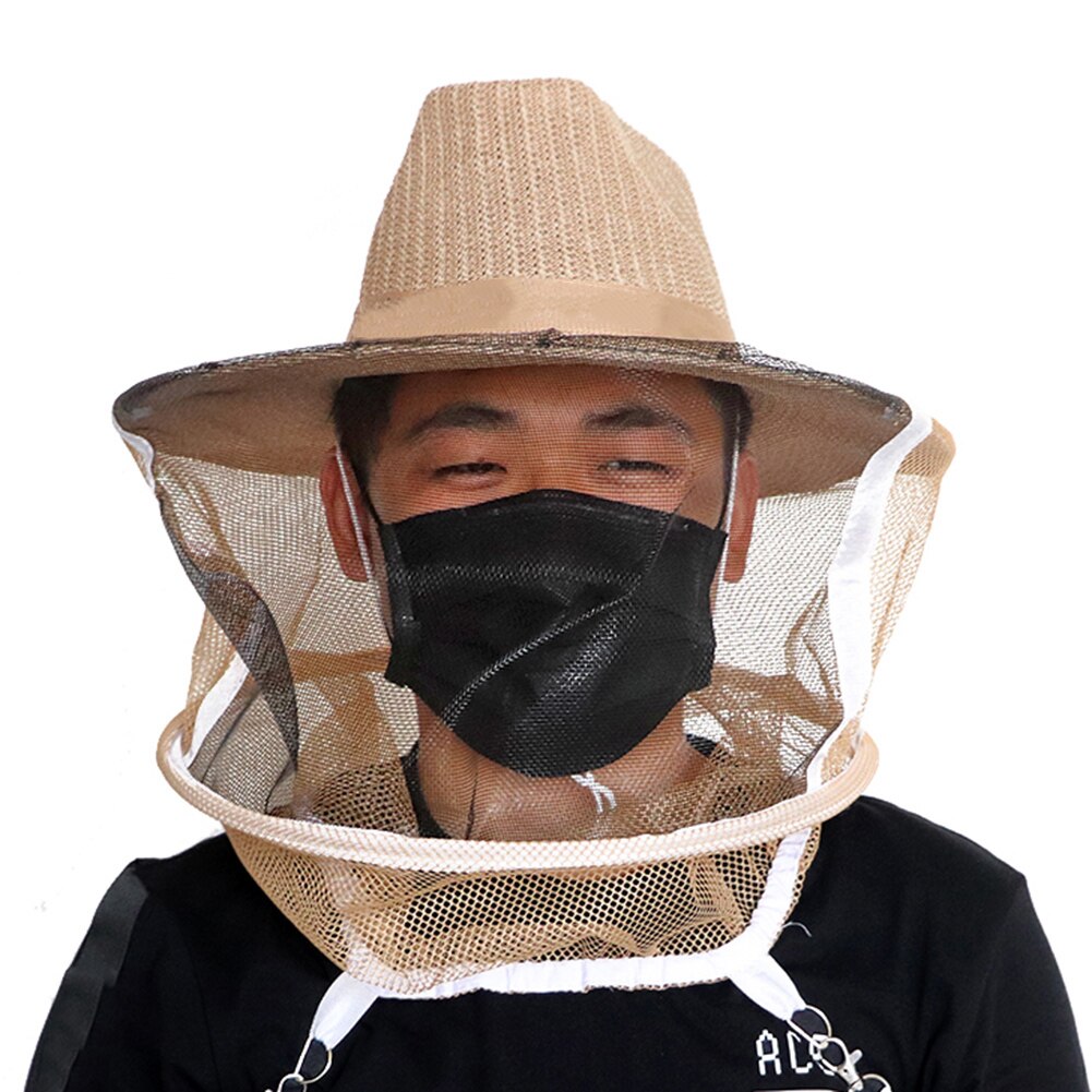Anti-bijen gezichtsbedekking hoed imker vliegen insectennet gaas beschermer cowboypet