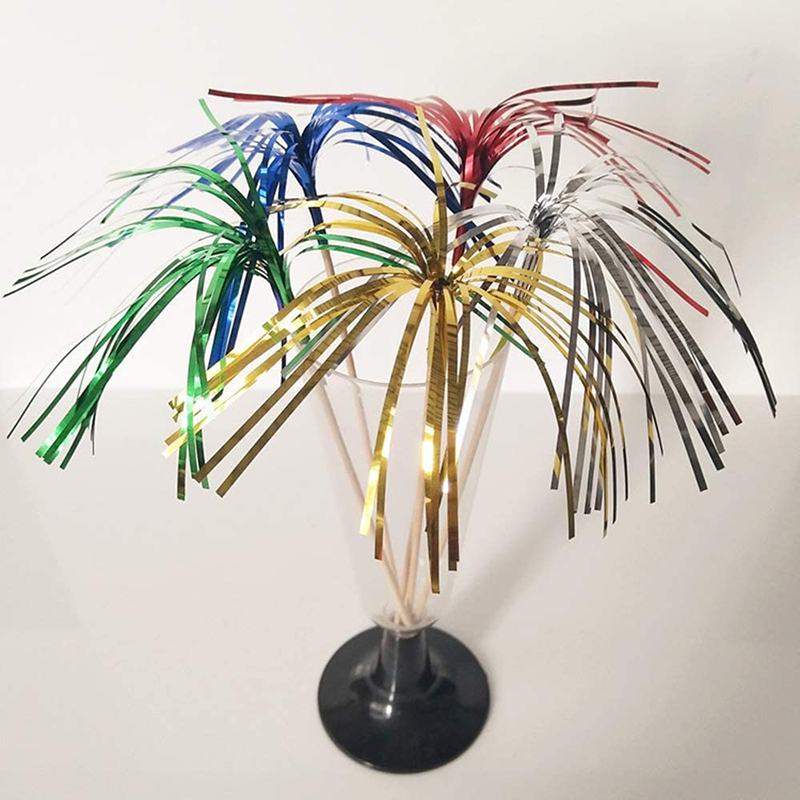 100 Pieces Disposable Fruit Dessert Sticks Party Tableware Cocktail Picks Fireworks Cake Topper Toothpicks For Wedding Decor