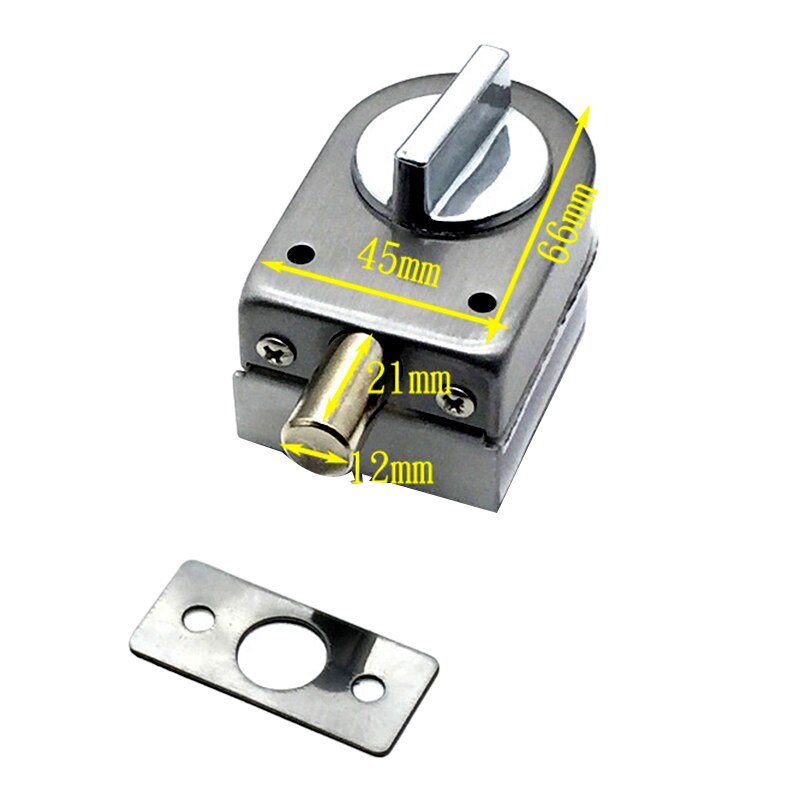 Glass Sliding Door Latch Lock Non-Apertured Stainless Steel Glass Door Lock for Shower Room Bathroom Accessories