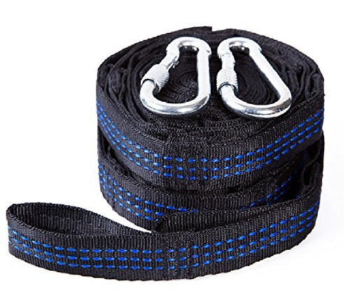 2PCS 3M Daisy Chain Extension Strap Adjustable Loops Straps Rope Carabiner Storage Bag Yoga Hammock Hanging Climbing Accessory: Blue