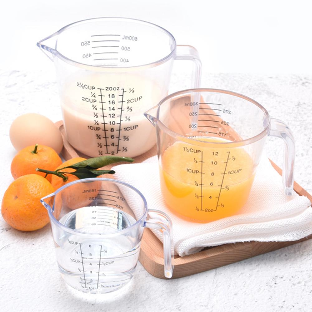 150/300/600ml Plastic Measuring Cup Transparent Blue Mug Pour Spout Clear Liquid Measure Beaker JugCup Container