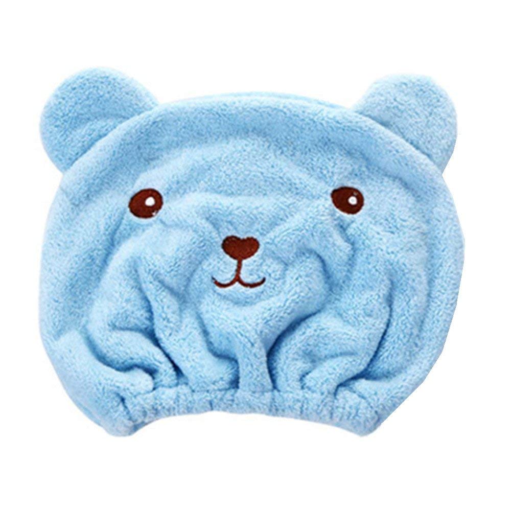 Stort hurtigtørrende magisk hår turban håndklæde mikrofiber hår wrap badehåndklæde cap hat: Blå