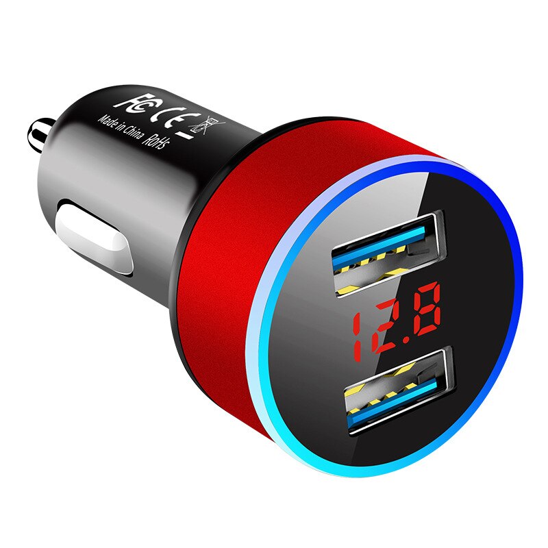 Ładowarka samochodowa do zapalniczki samochodowej Adapter USB do smartfona Ładowarka do telefonu komórkowego Podwójny wyświetlacz cyfrowy USB Woltomierz Szybkie ładowanie: BR