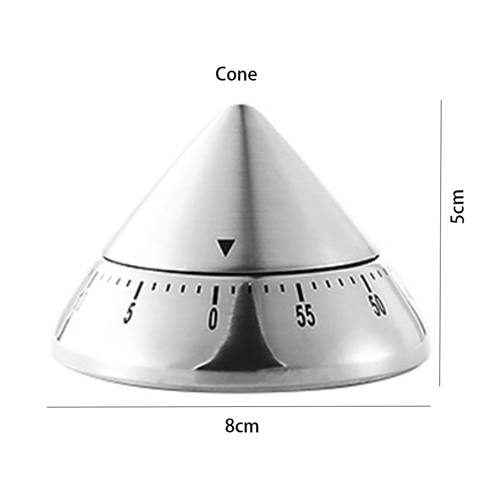 Stainless Steel Egg Cooking Timer 60 Minutes Mechanical Alarm Time Clock Counting Countdown Baking Cooking Tools Kitchen Timer: Cone