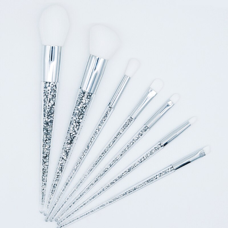 Juego de brochas de maquillaje de cristal de unicornio y Diamante plateado, mezcla de bases en polvo, pinceles para cara y ojos, , 7 Uds.: type 1