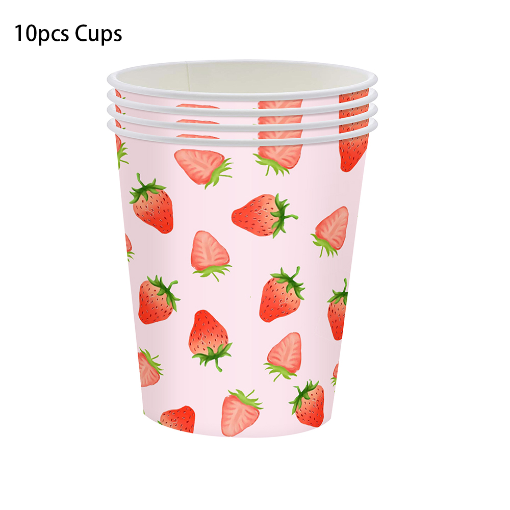 Strawberry party plates cups napkin tablecloth supplies baby shower kids girls birthday supplies Strawberry birthday Party Decor: plum