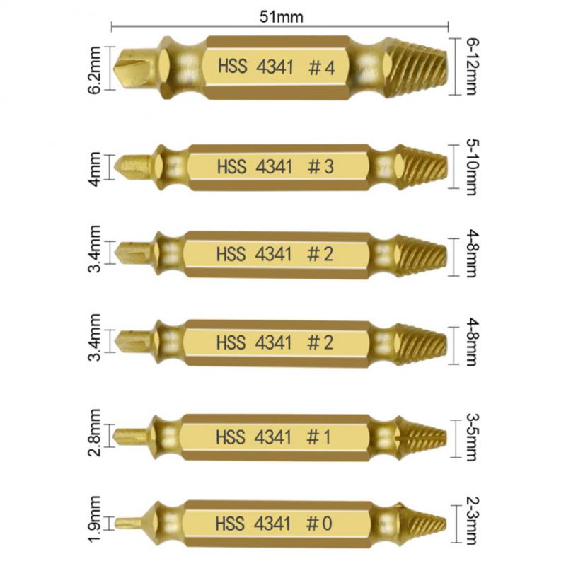 4/6Pcs Damaged Screw Extractor Drill Bit Double Side Drill Out Broken Screw Bolt Remover Extractor Tools Set Easily Take Out+Box