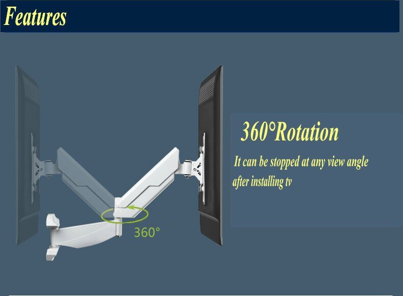 32"~42" Full Motion Gas Spring TV Wall Mount Rotating LCD LED Monitor Holder Bracket WM4021-Z1