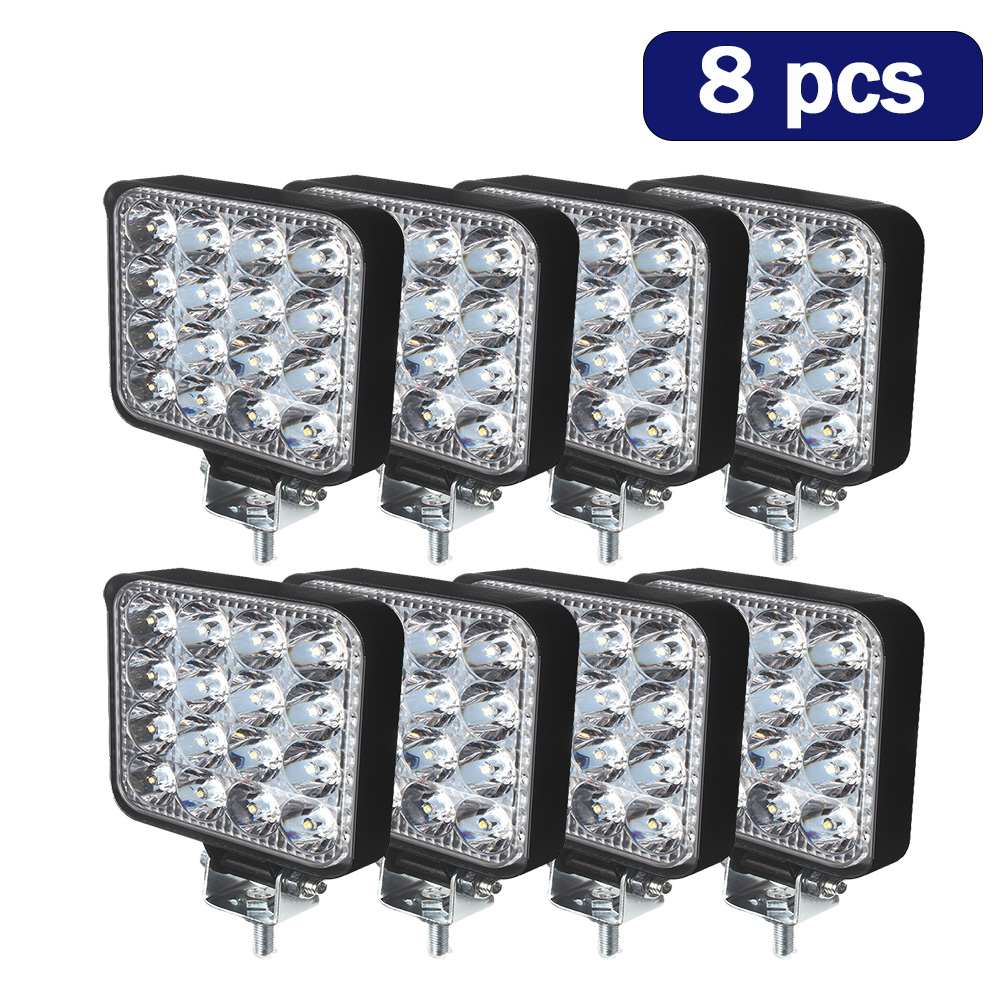 Bil ledet-lysbjelke 48w ledet-bjelker 16 barrer firkantet søkelyset offroad ledet-arbeidslys 12v 24v 27w til bil lastebil 4 x 4 4wd bil suv atv: Lavendel