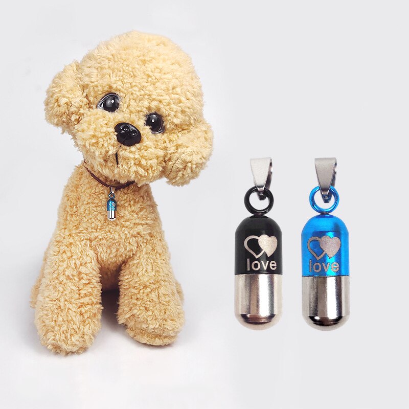 Anti-Verloren Huisdier Identiteitskaart Hond Kat ID Tags Zilveren Opslag Capsule Adres Label Buis Houder Identiteitskaart ID tags Kraag