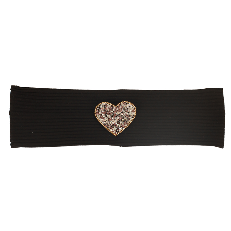 Vrouwen Strass Hart Zachte Ribbels Hoofdband Yoga Sport Haarband Gebreide Katoen Hoofddeksels Tulband Haarband Met Accessoires: Black