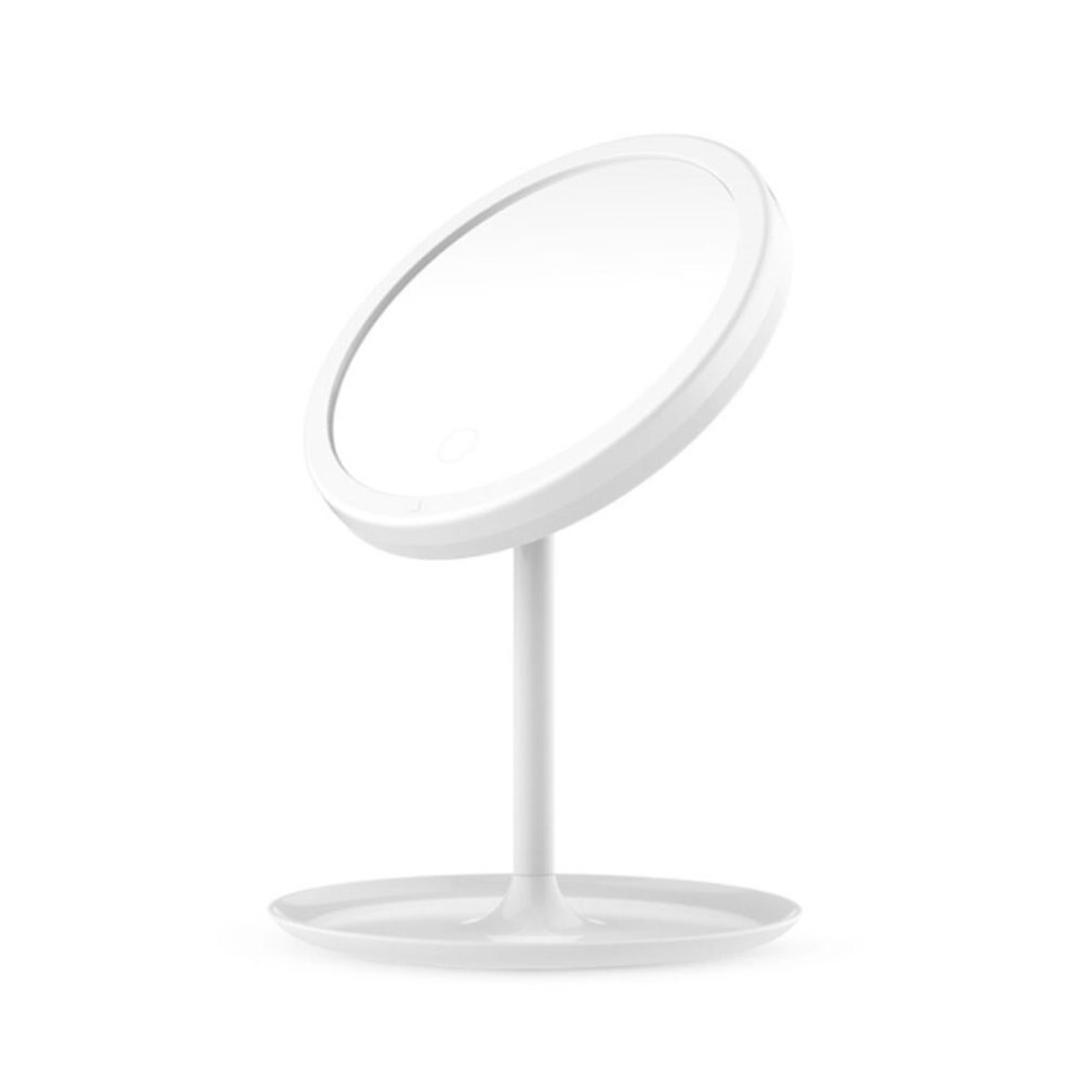 Double Sided Swivel LED Tabletop Makeup Mirror Makeup Mirror Women Facial Makeup Cosmetic Desktop Cosmetic Mirror Tools: White